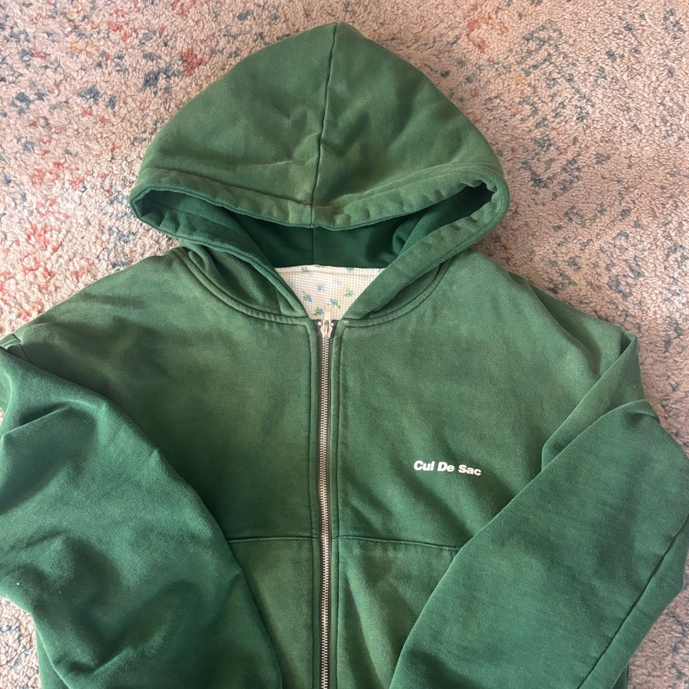 RARE Cul de Sac Studio Sun Faded Zip Up Hoodie Green Mens Small (women’s medium)